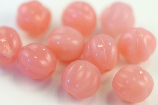 10pc 8mm MILKY PINK CZECH GLASS MELON ROUNDS LOOSE BEADS CZ116-10